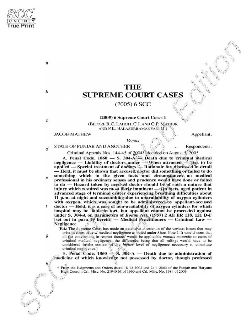 Jacob Mathew v. State of Punjab | PDF | Social Institutions | Governance