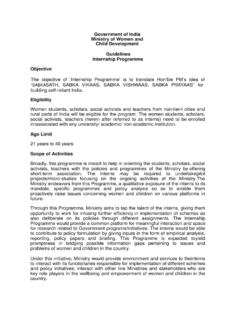 Guidelines Internship Programme 1772294594 | PDF