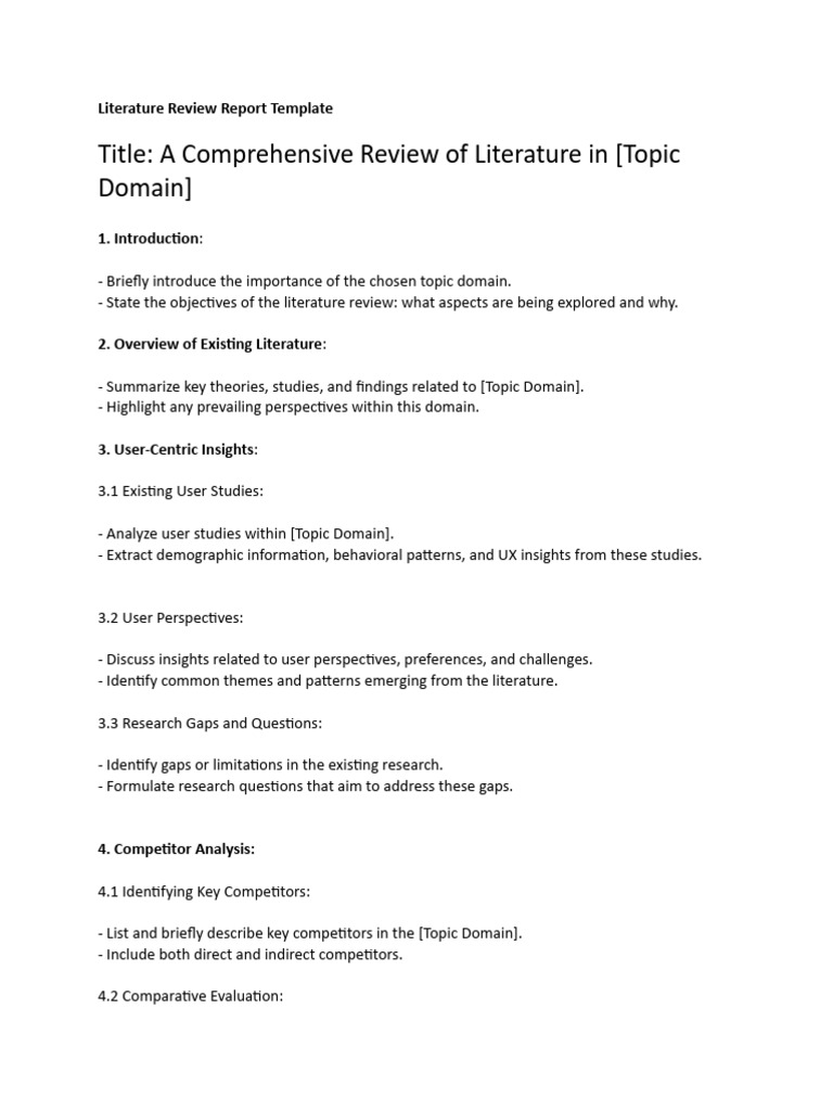 Literature Review Report Template | PDF