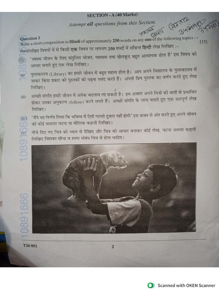 2026 Icse Class 10 TH Hindi Paper | PDF