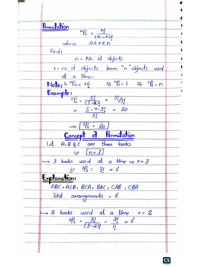 Permutations and Combinations Notes | PDF