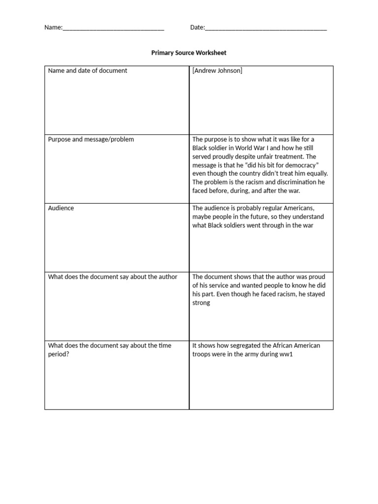 Primary Source Worksheet-2 | PDF