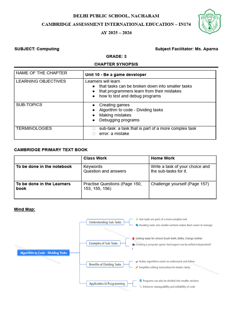 G3 Unit 10 Chapter Synopsis | PDF | Debugging | Computing