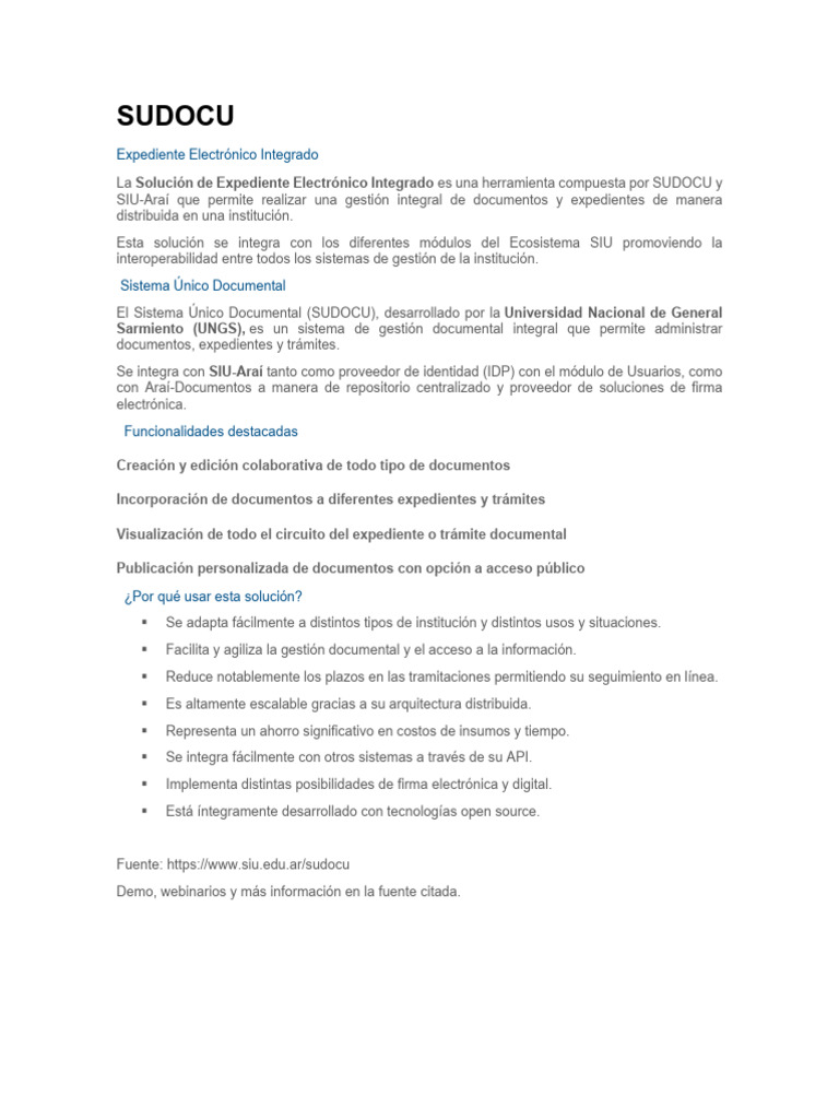 SUDOCU Que Es y Funcionalidad 1 | PDF