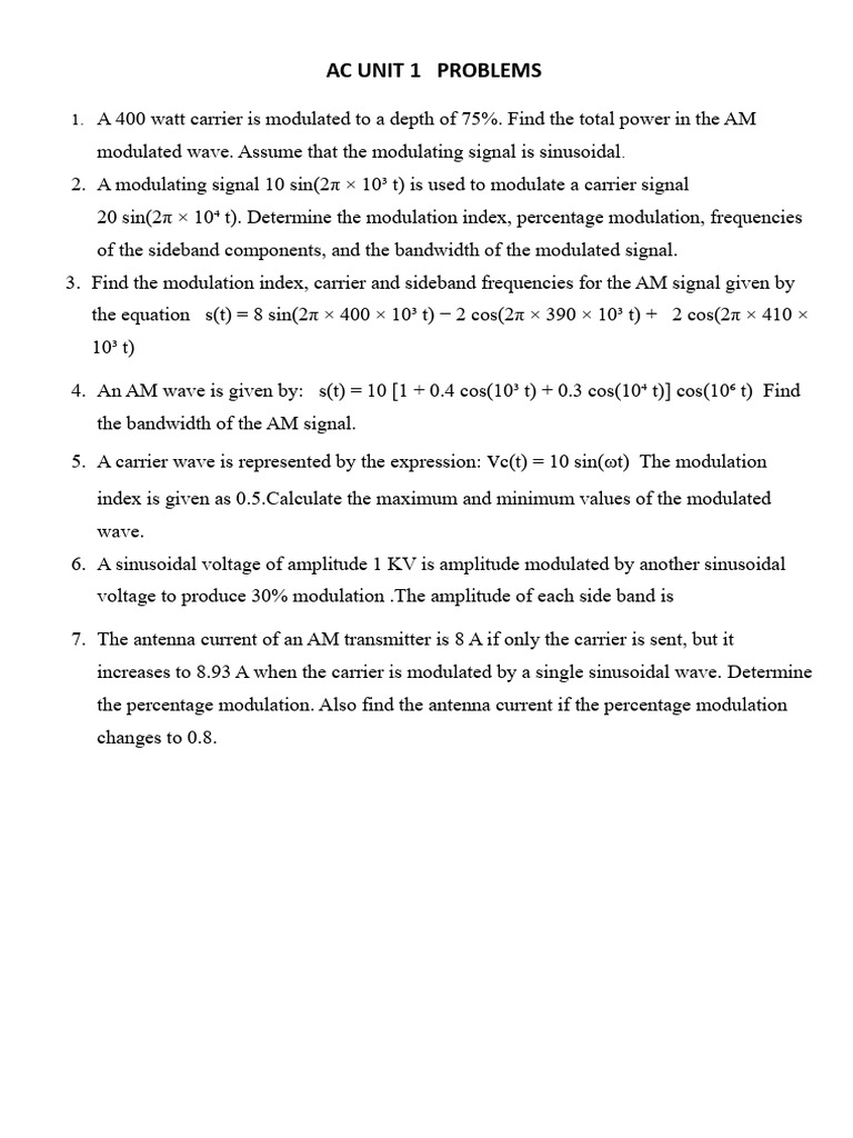 Ac Unit 1 Problems | PDF