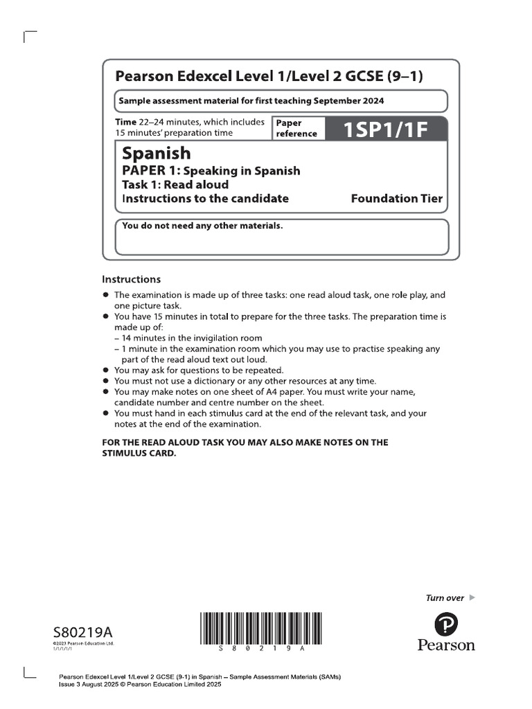 Gcse Speaking Task 1 Read Aloud Foundation | PDF