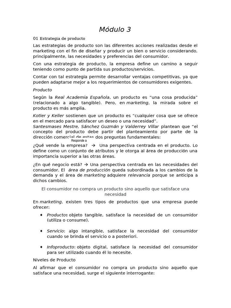 Módulo 3 y 4 Marketing I (Universidad Siglo 21) | PDF | Producto ...