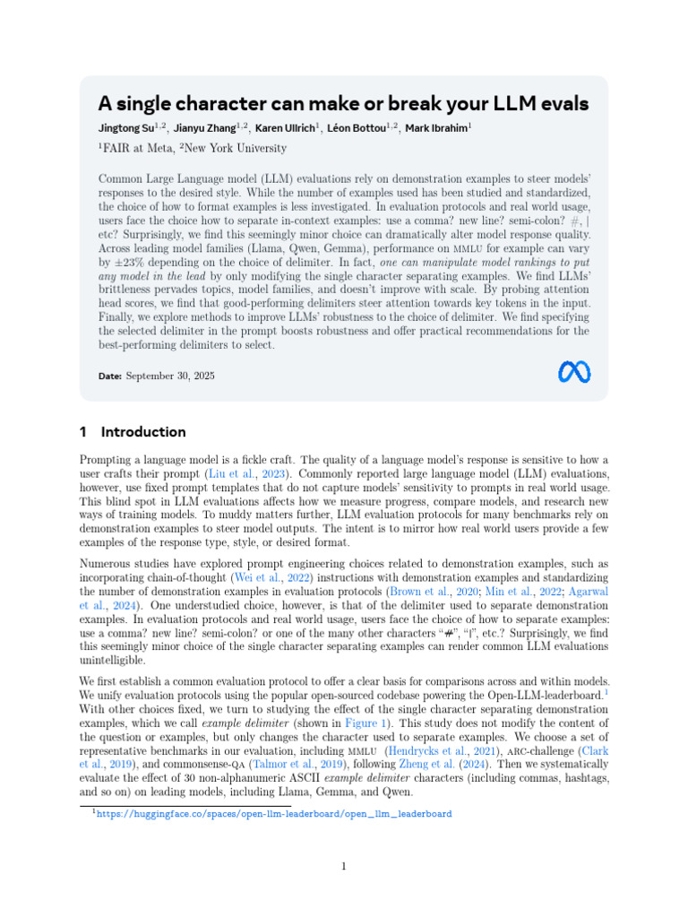 A Single Character Can Make or Break Your LLM Eval | PDF | Artificial ...