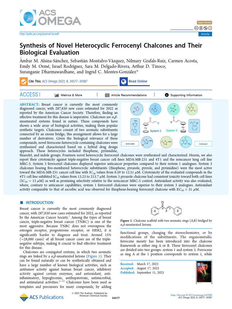 Synthesis of Novel Heterocyclic Ferrocenyl Chalcones and Their ...