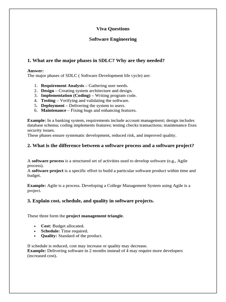 Viva Questions - SE | PDF | Software Development | Agile Software ...