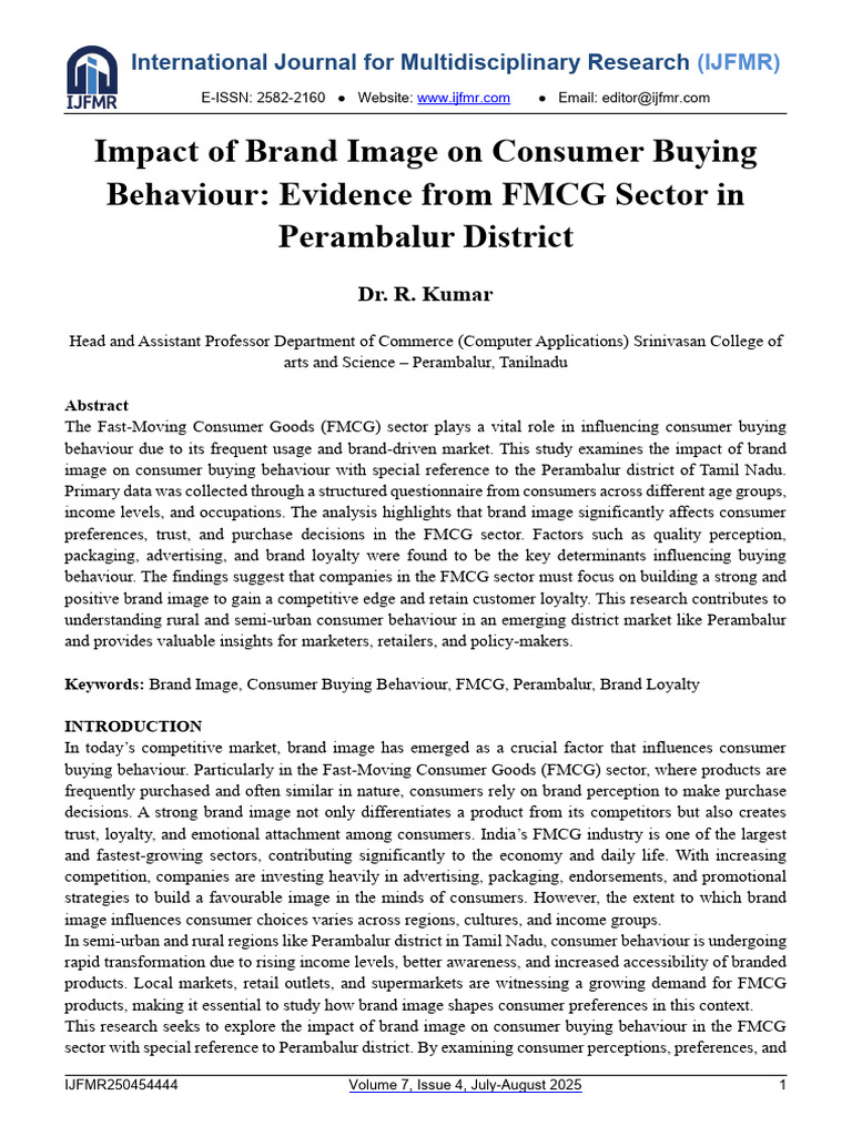 Impact of Brand Image On Consumer Buying Behaviour: Evidence From FMCG ...