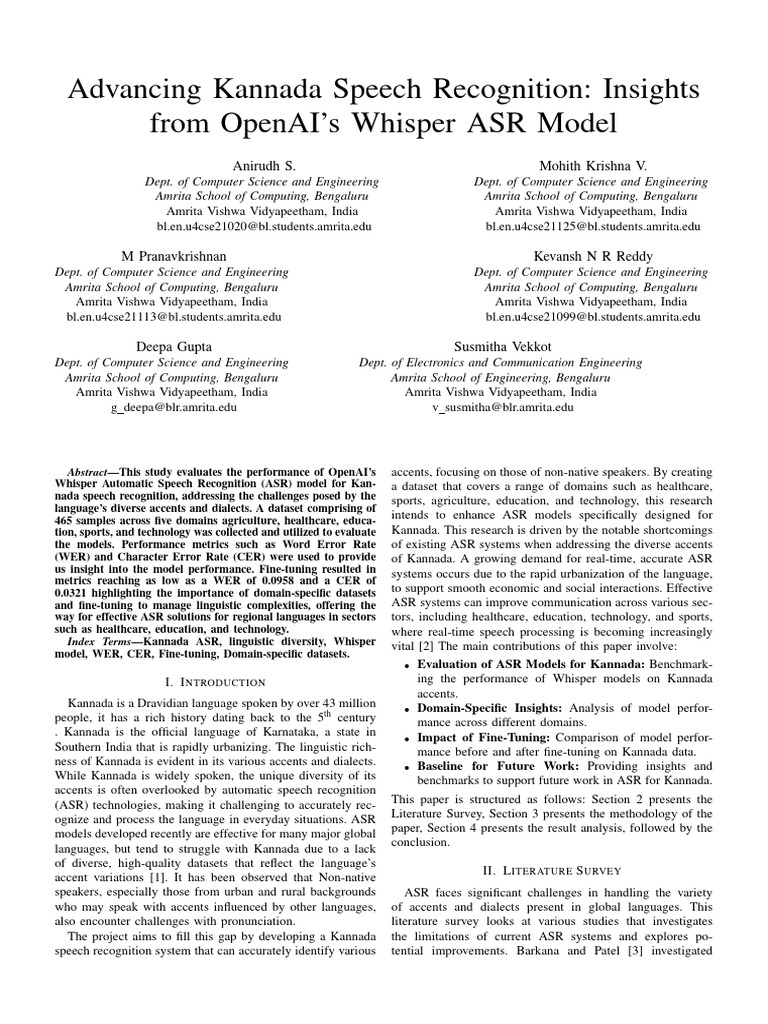 Manuscript Whisper ASR | PDF | Speech Recognition | Stress (Linguistics)