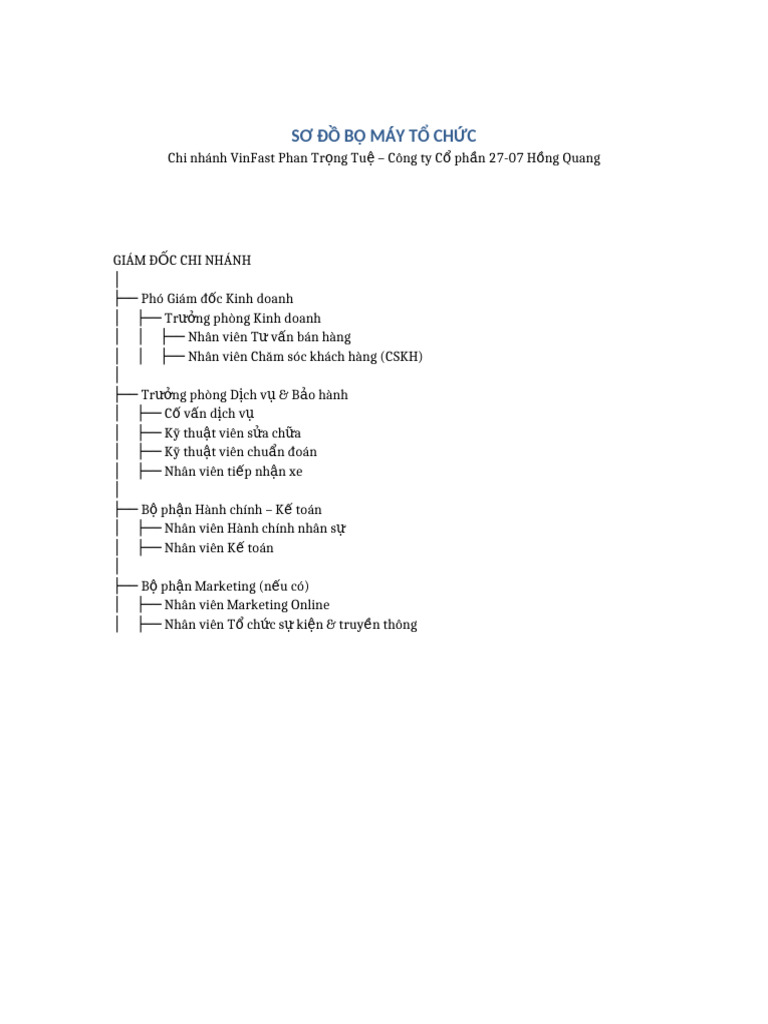 So Do Bo May To Chuc VinFast Phan Trong Tue | PDF
