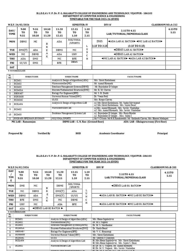 4th Sem TT 02 March 2026 | PDF | Computing | Computer Science