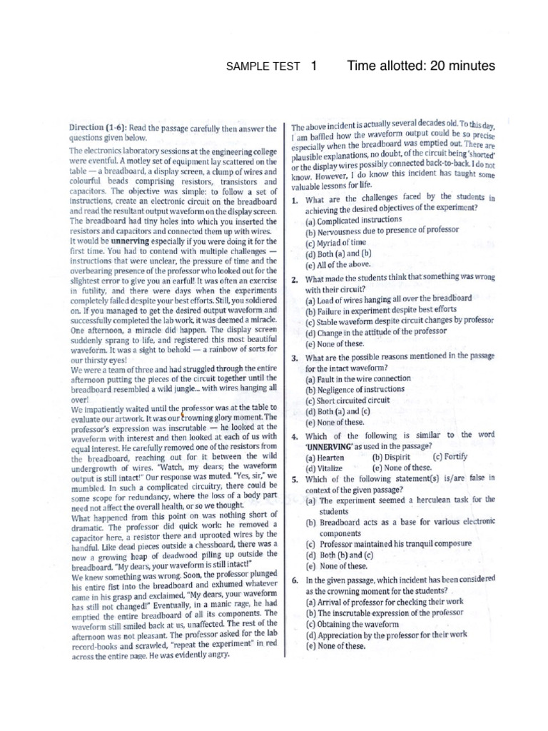 Sample Test 1 | PDF