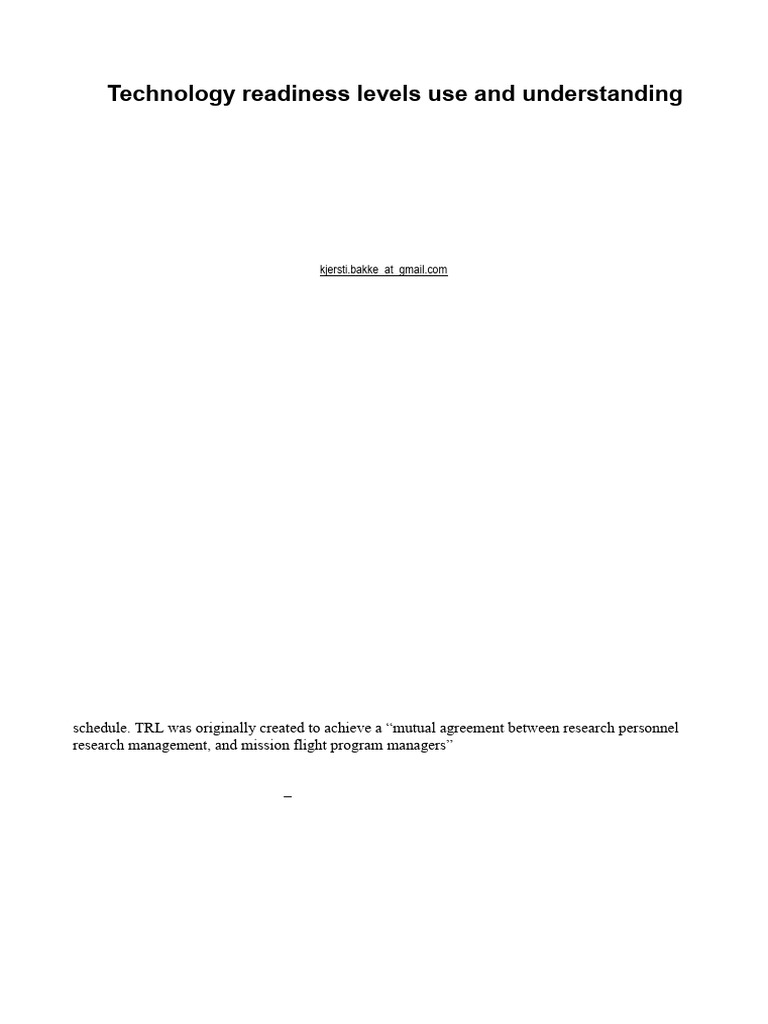 Technology Readiness Levels Use and Understanding | PDF | Systems ...