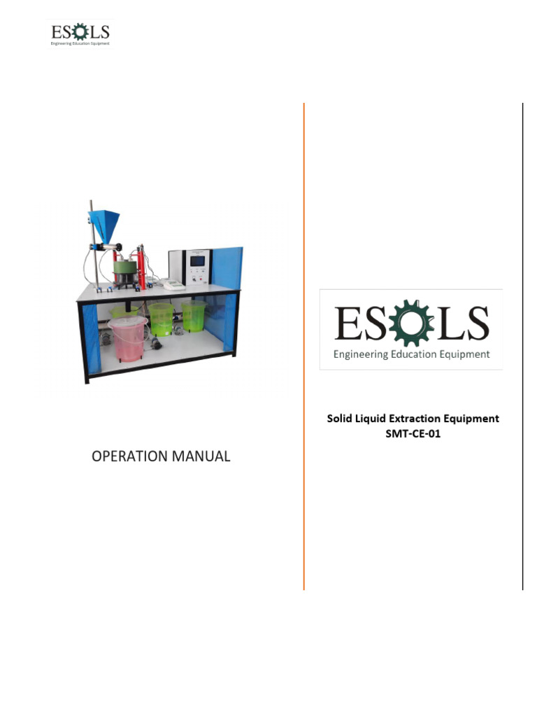 Solid Liquid Extraction Unit. Operation Manual | PDF | Solubility ...