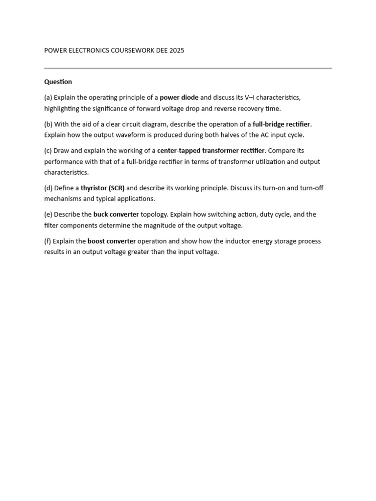 Power Electronics Coursework Dee 2025 | PDF