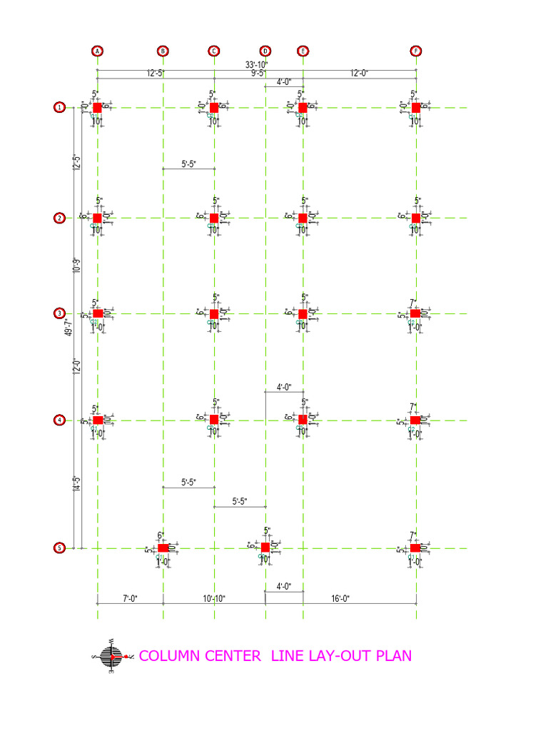 Column Center Line Lay-Out Plan | PDF