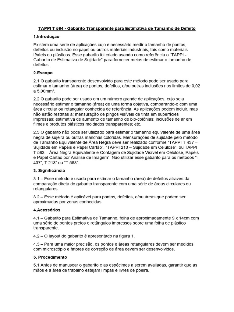 TAPPI T 564 - Gabarito Transparente Para Estimativa de Tamanho de ...