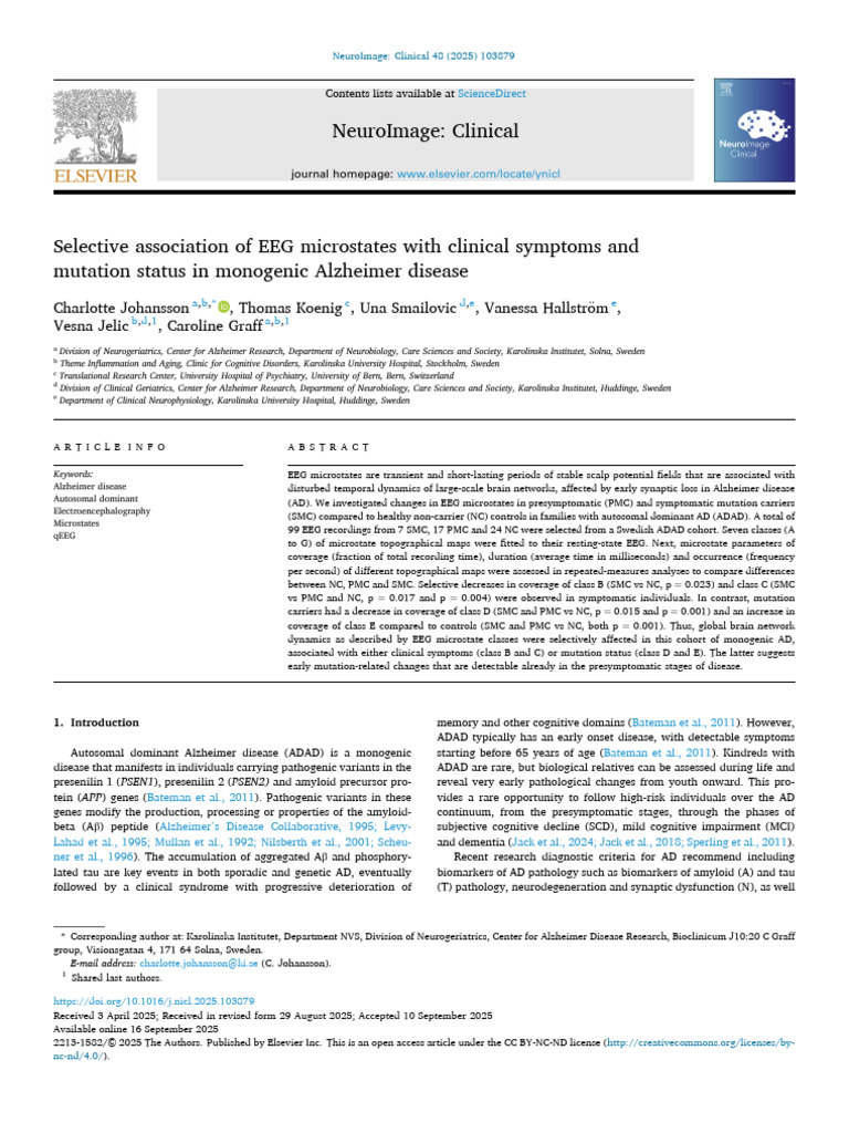 Selective Association of EEG Microstates With Clinical Symptoms and ...