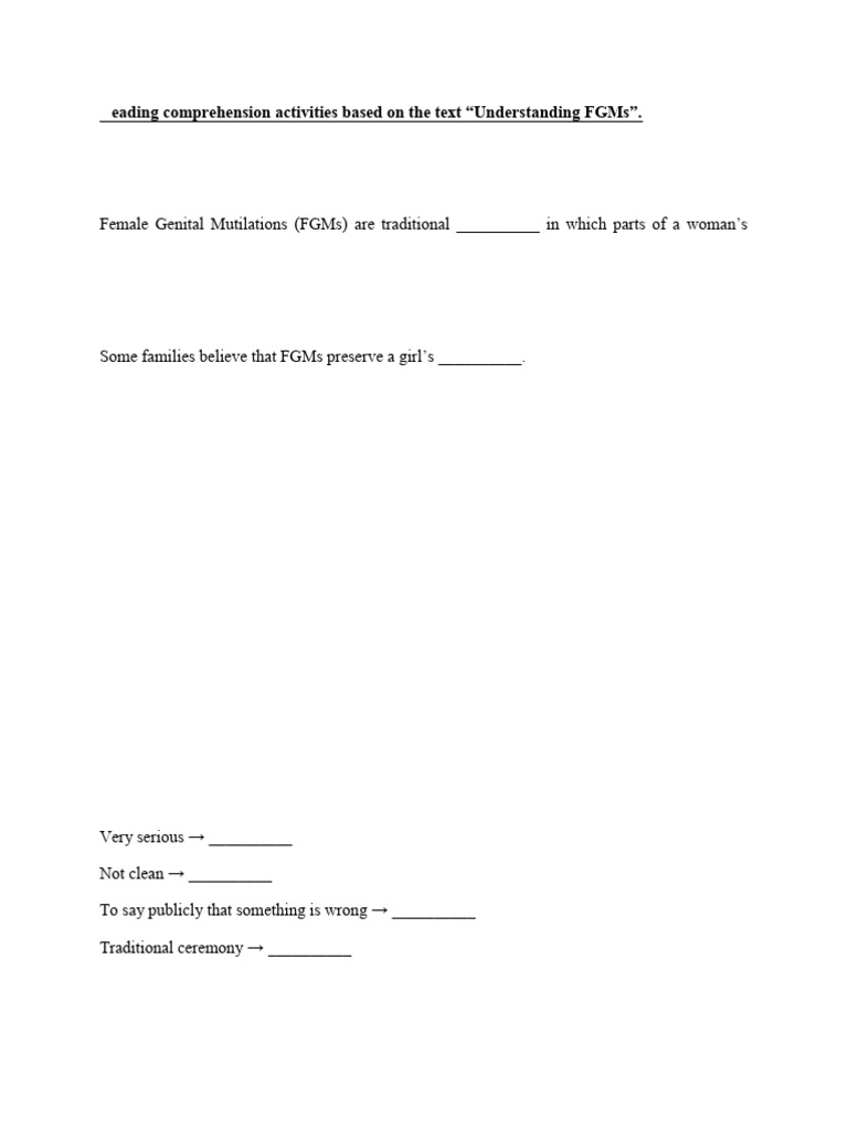 Reading Comprehension Activities Based On The Text 