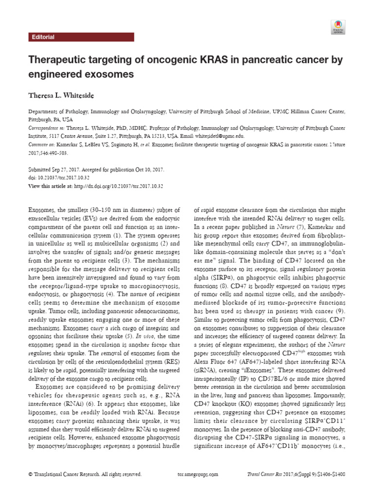 Therapeutic Targeting of Oncogenic KRAS in Pancreatic Cancer by | PDF ...