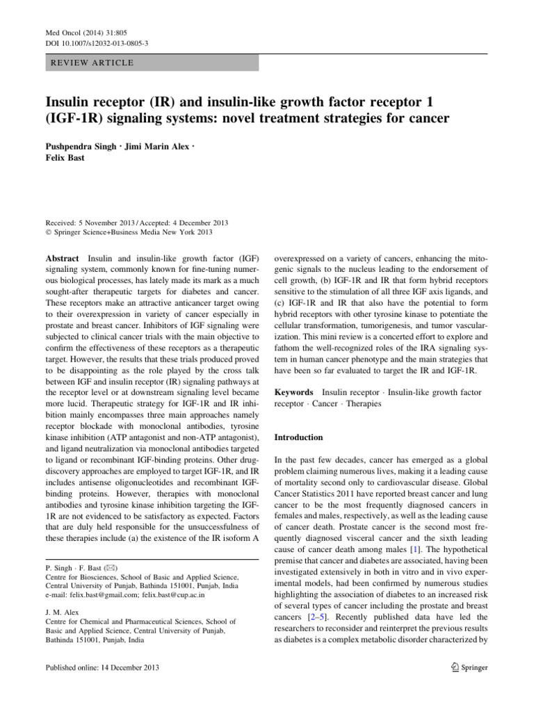 Insulin Receptor IR and Insulin Like Gro | PDF | Tyrosine Kinase ...