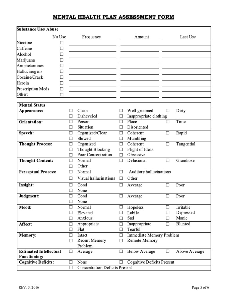 Mental Health Assessment | PDF
