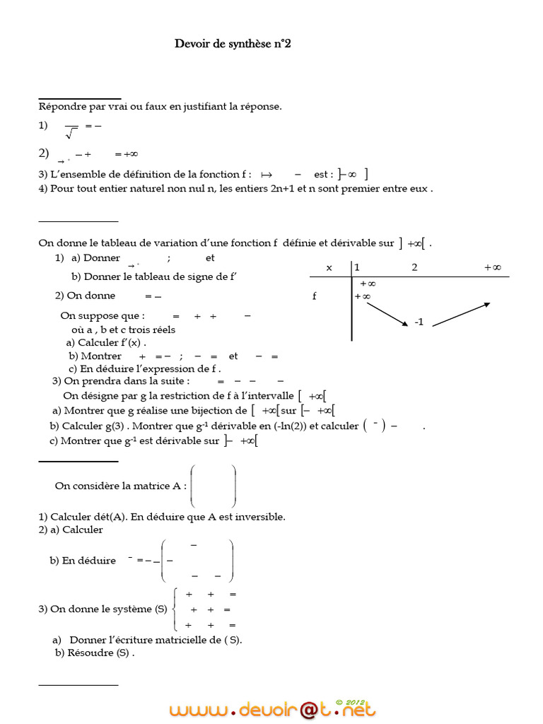 Devoir de Synthèse N°2 - Math - Bac Informatique (2011-2012) MR ...