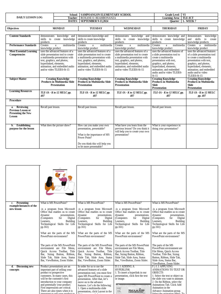 DLL Tle-Ict Week 7 q1 - Revised | PDF | Hyperlink | Multimedia