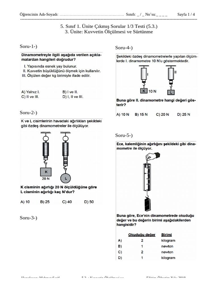 Kuvvet Ve Surtunme Cikmis Sorular 2 | PDF