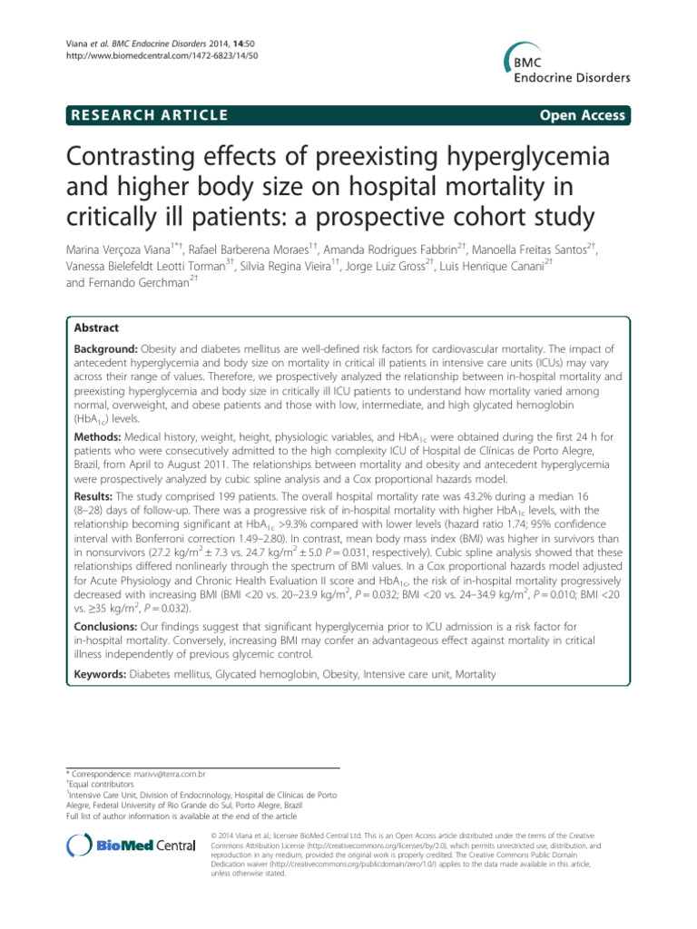 Contrasting Effects of Preexisting Hyperglycemia | PDF | Glycated ...