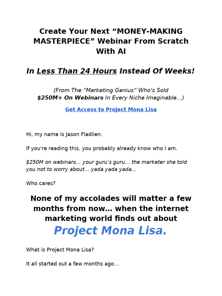 Jason Fladlien - Project Mona Lisa | PDF | Artificial Intelligence ...