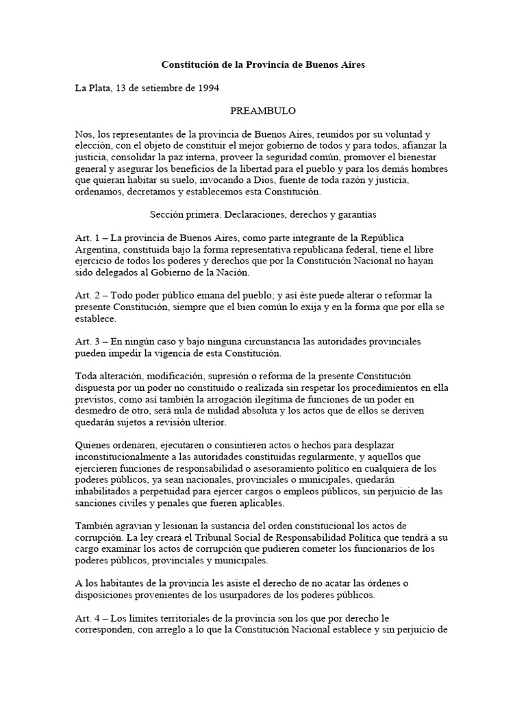 Constitucion de La Provincia de Buenos Aires | PDF
