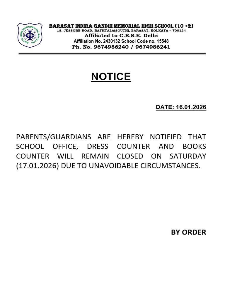 Counter Closed Notice-1 | PDF