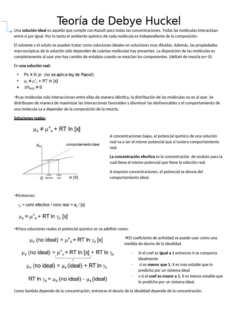Teoría de Debye Huckel | PDF | Química Física | Química analítica