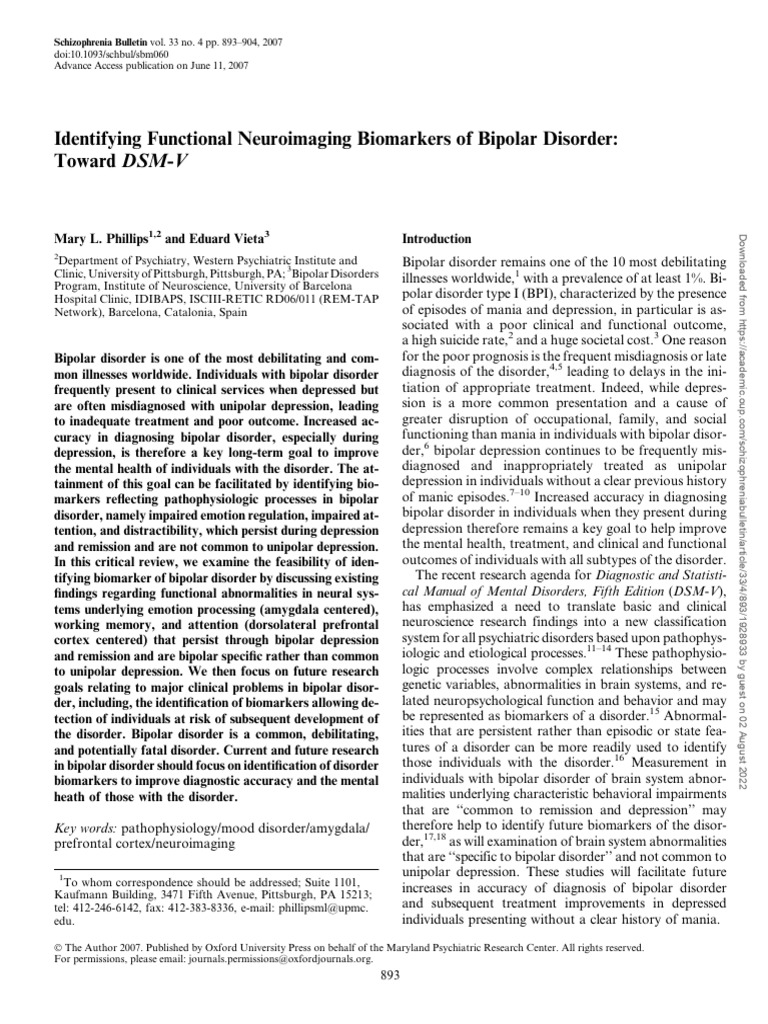 Identifying Functional Neuroimaging Biomarkers of Bipolar Disorder ...