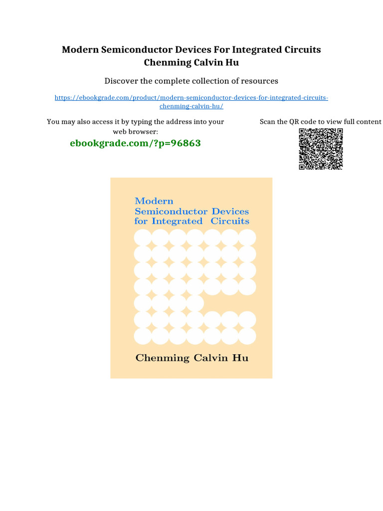 Modern Semiconductor Devices For Integrated Circuits Chenming Calvin Hu ...