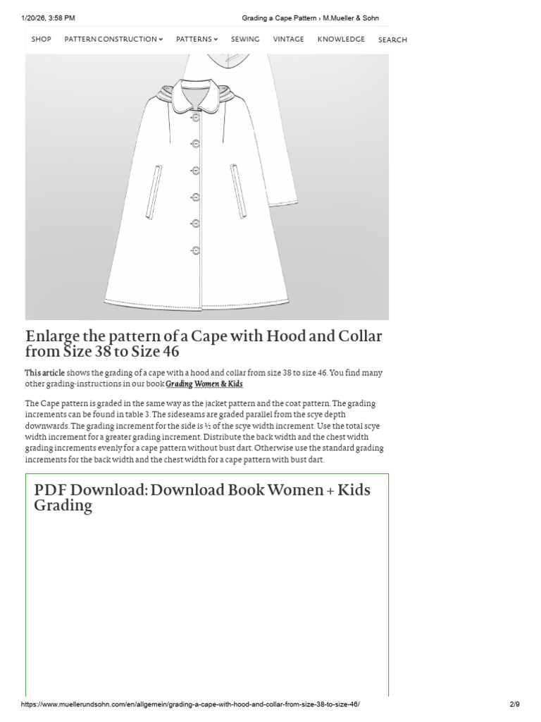 Grading A Cape Pattern M.Mueller & Sohn | PDF | Length | Fashion