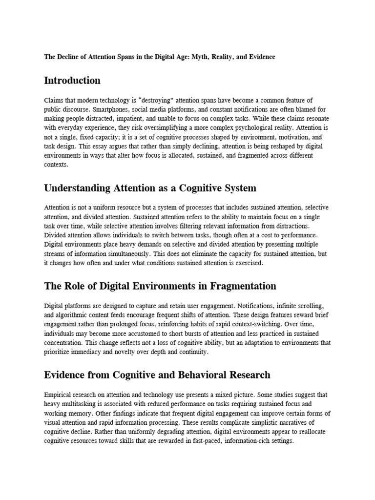 The Decline of Attention Spans in The Digital Age - Myth, Reality, and ...