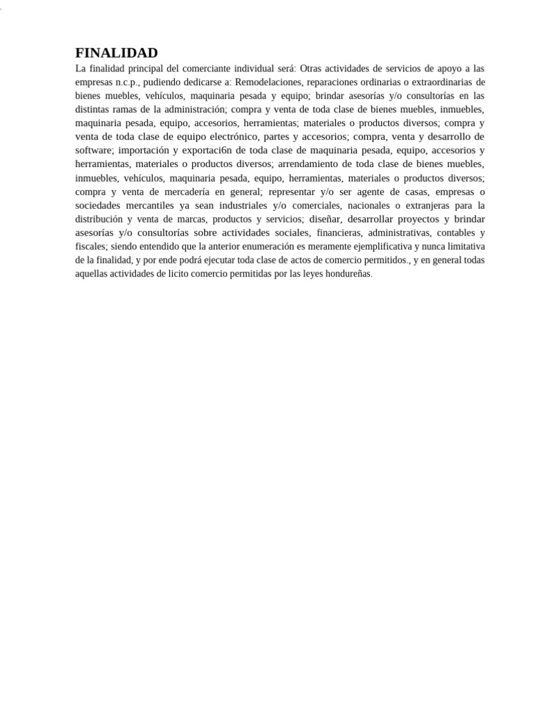 Finalidad Comerciante Individual | PDF