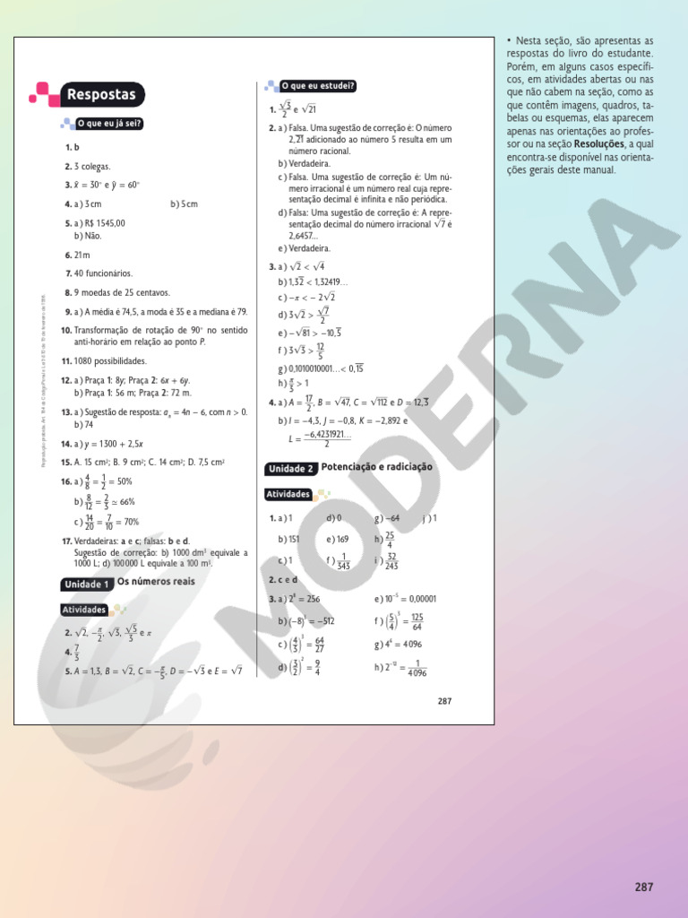 EDIT Superação Matemática 9 Ano Respostas | PDF | Objetos matemáticos ...