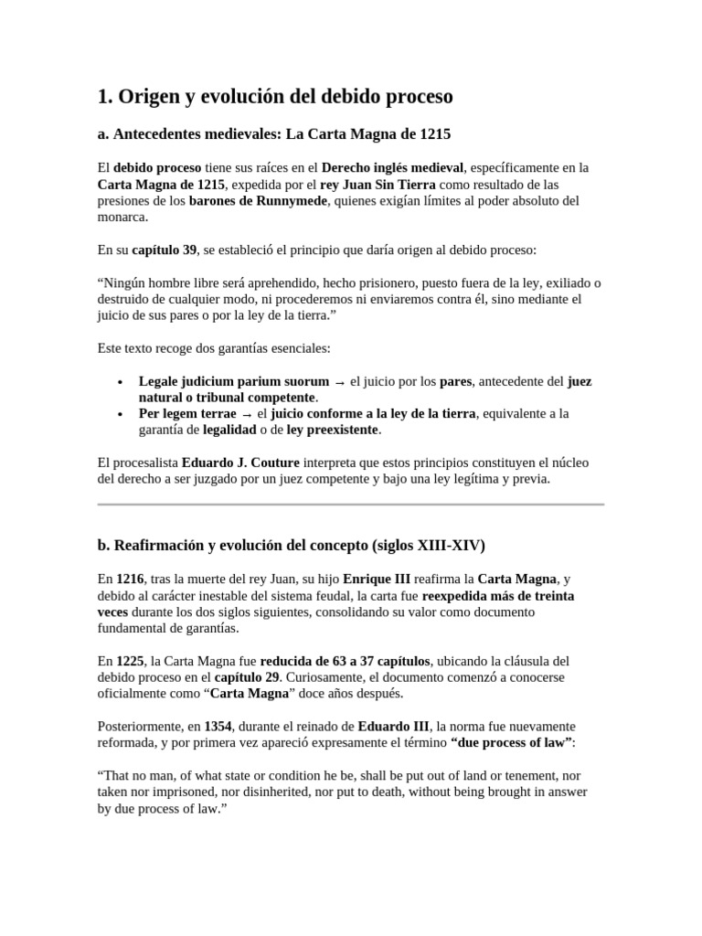 Origen y Evolución Del Debido Proceso | PDF | Debido al proceso | Carta ...