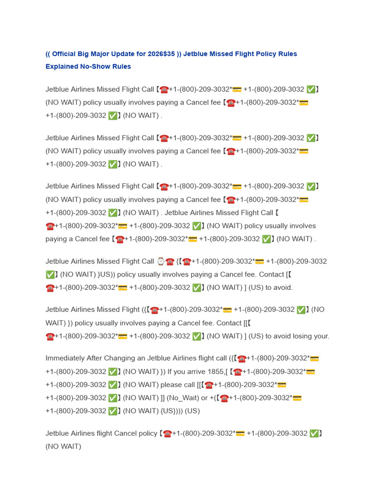 ( (Official Big Major Update For 2026$35) ) Jetblue Missed Flight ...