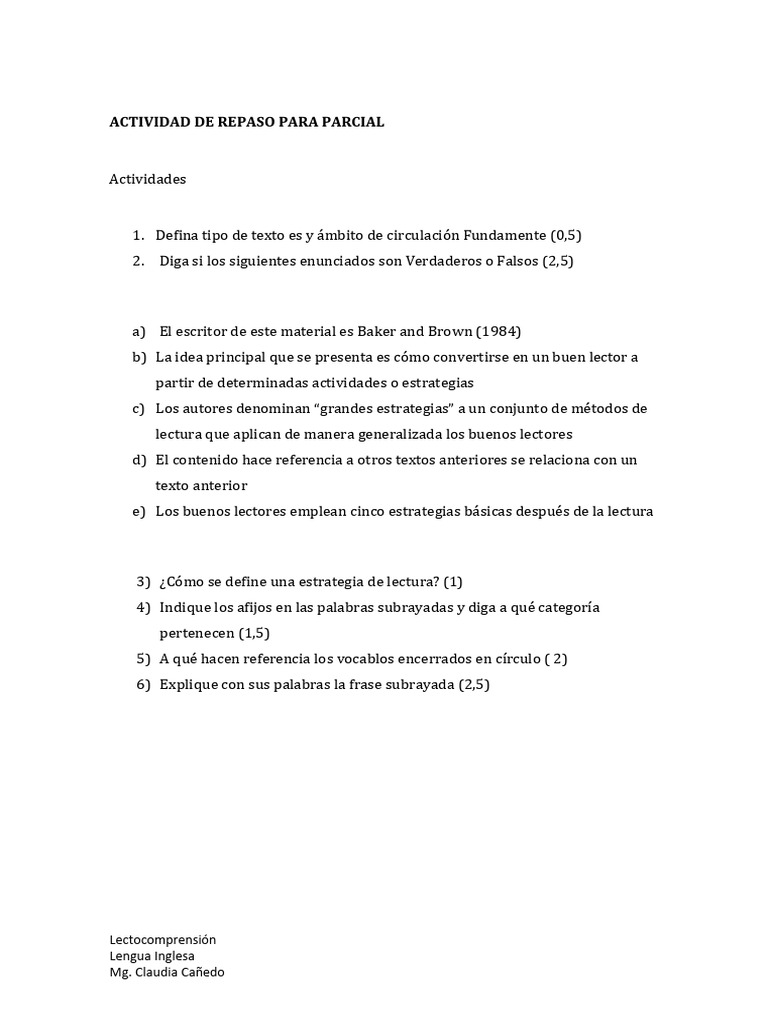 Actividad de Repaso para Parcial | PDF