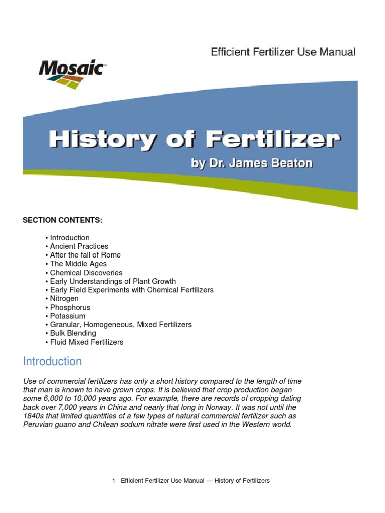 History of Fertilizers Potash Fertilizer