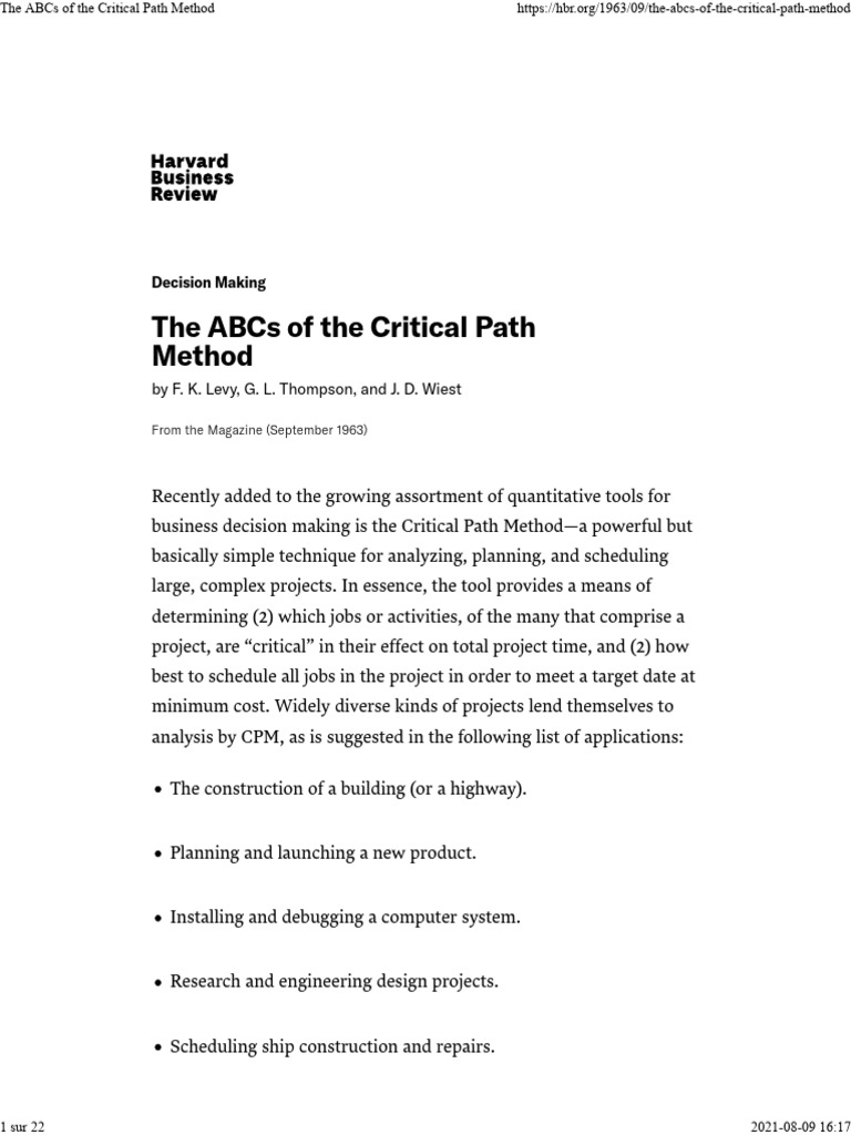 The ABCs of The Critical Path Method | PDF | Applied Mathematics