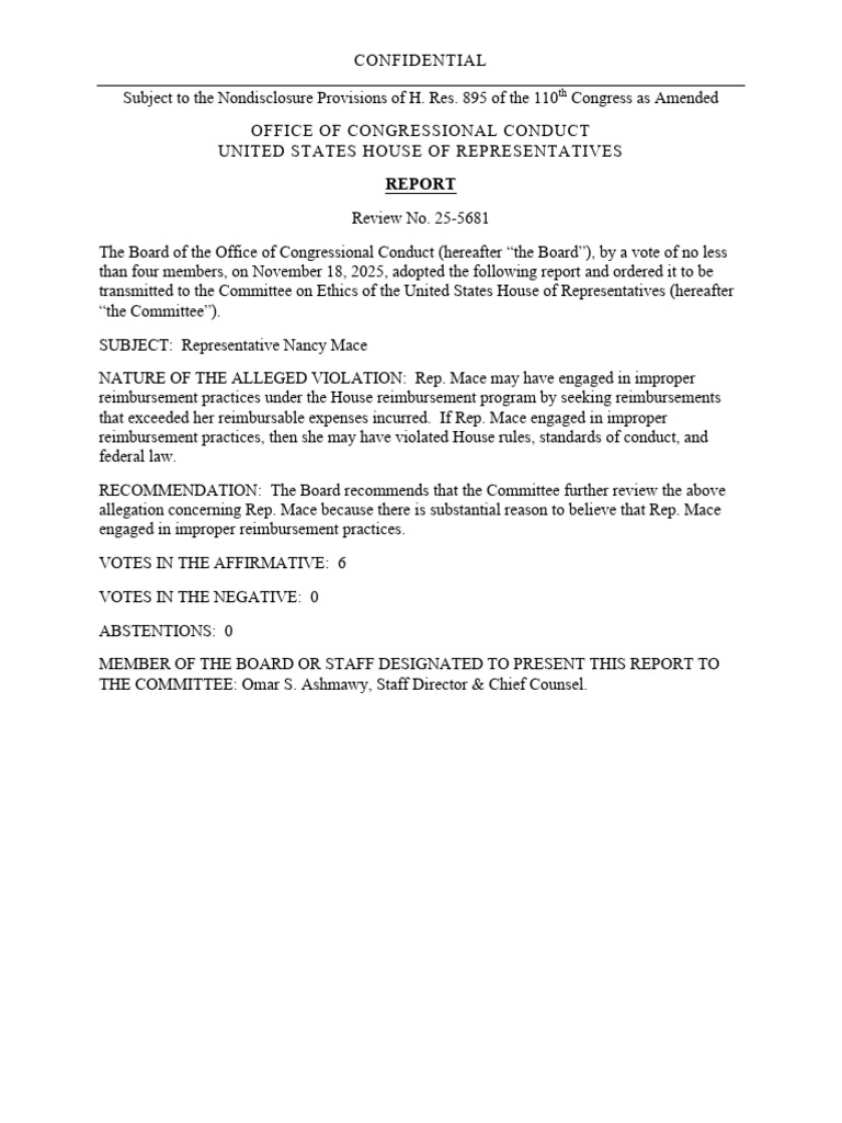 Office of Congressional Conduct's Report on Ethics Violation of Rep ...