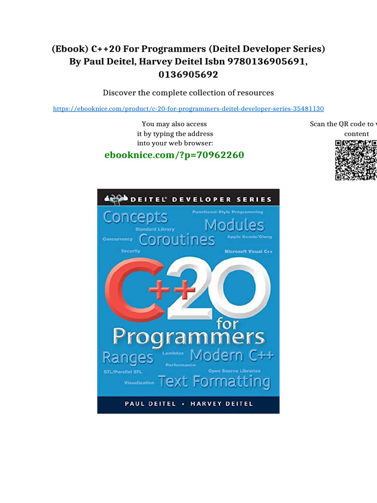 (Ebook) C++20 For Programmers (Deitel Developer Series) by Paul Deitel ...